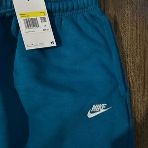 Nike Teal Blue Men’s Fleece Joggers with White Swoosh